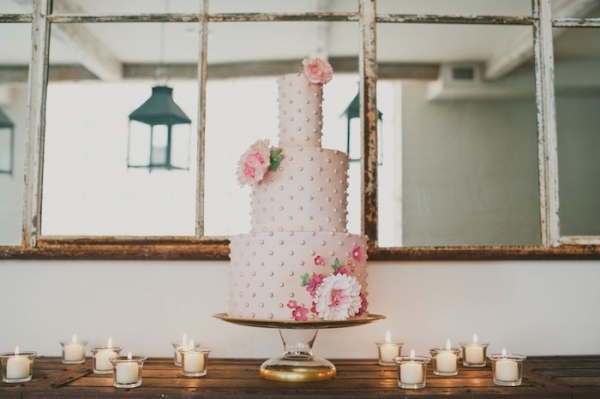 Pink Three Tier Wedding Cake