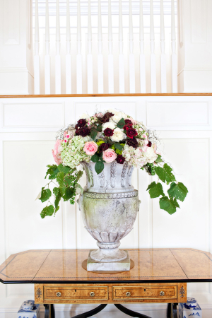Red and Pink Arrangement in Urn