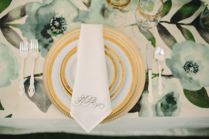 Teal and Gold Place Setting