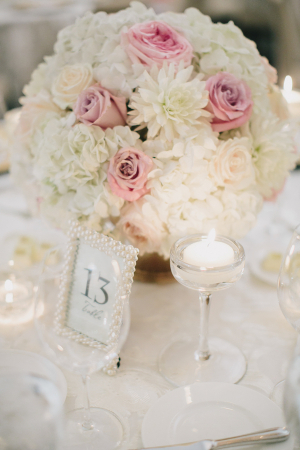 White and Pink Rose Centerpiece