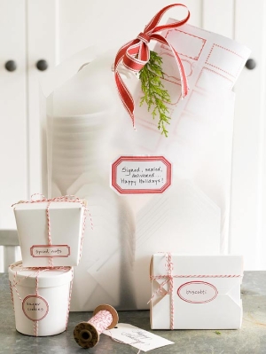 White and Red Holiday Food Packaging