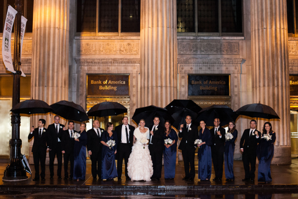 Bridal Party with Umbrellas