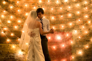 Bride and Groom String Light Background