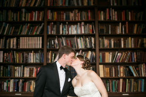 Bride and Groom in Library