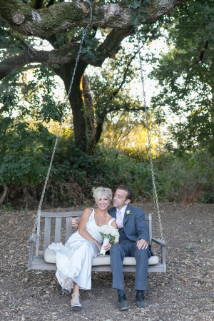 Bride and Groom on Swing