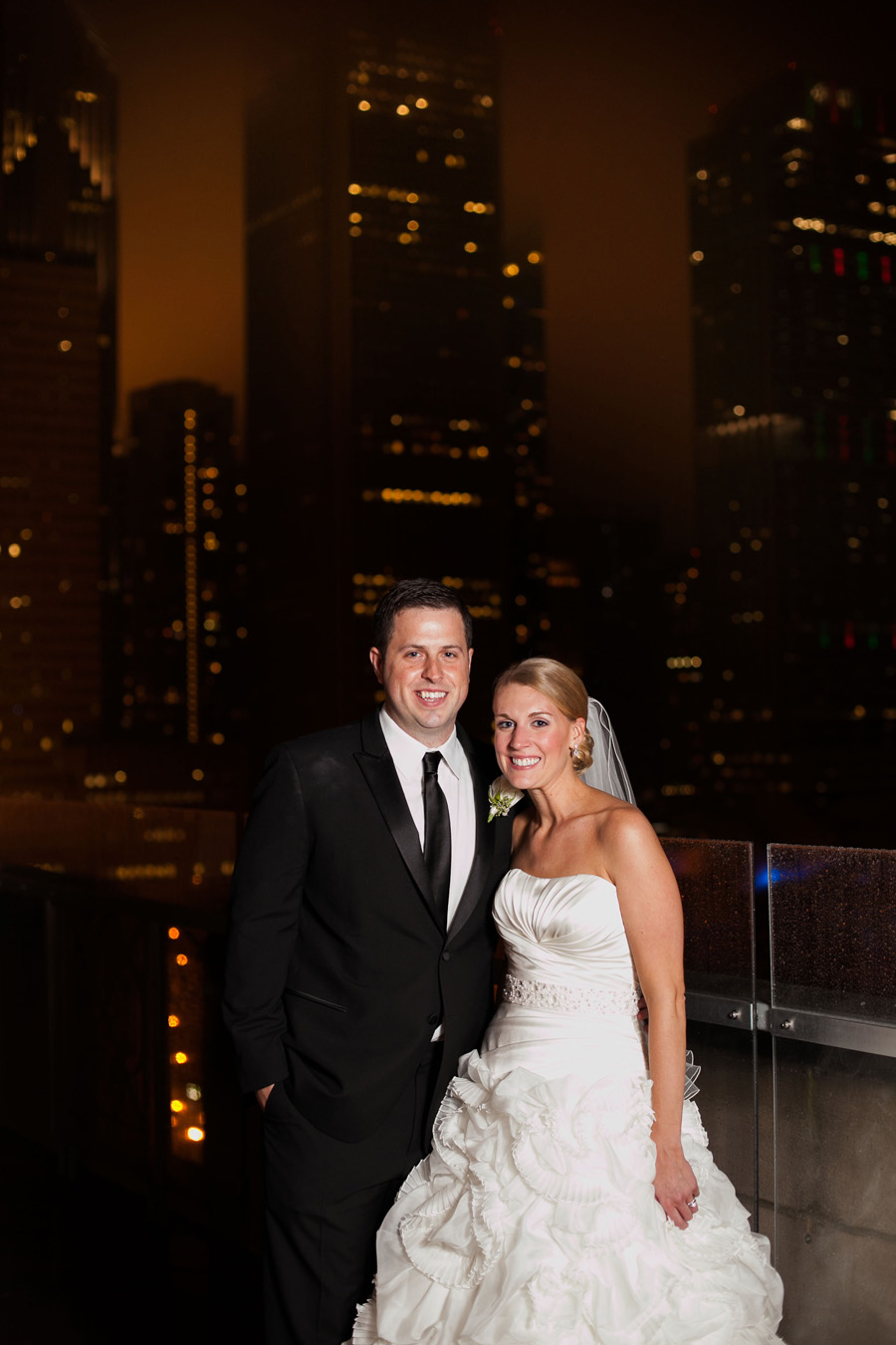 Chicago Skyline Night Wedding Portrait