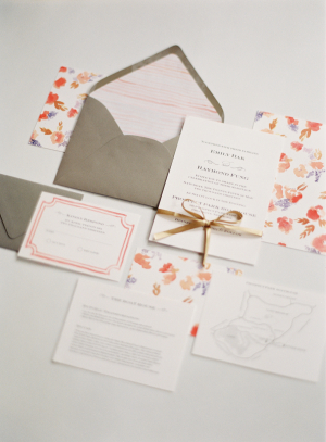 Coral and Purple Wedding Stationery Suite