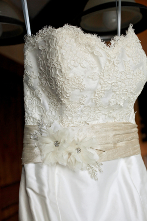 Embroidered Bridal Gown With Sash