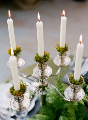 Mossy Taper Candles
