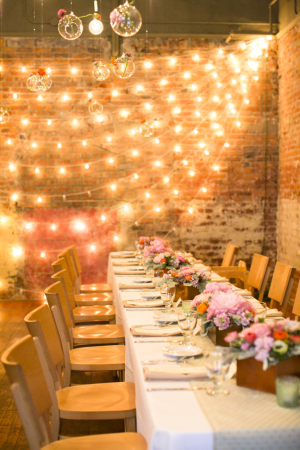 Pink Reception with String Lights