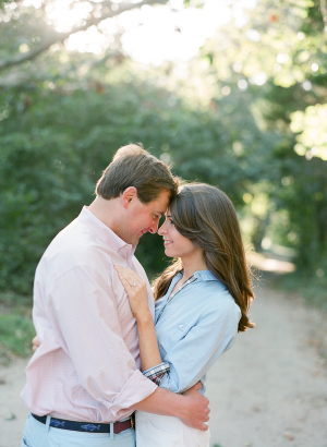Preppy Pink Blue Engagement Photo Outfits