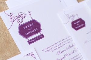 Purple White Wedding Invitations