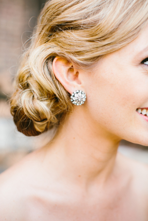 Rhinestone Bridal Button Earrings