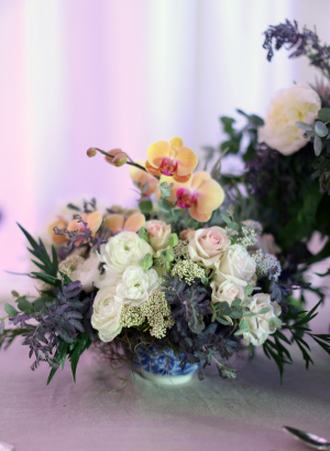 Rose Orchid Thistle Centerpiece