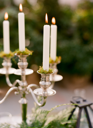Silver Candelabra With Moss