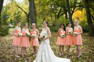 Strapless Peach Bridesmaids Dresses