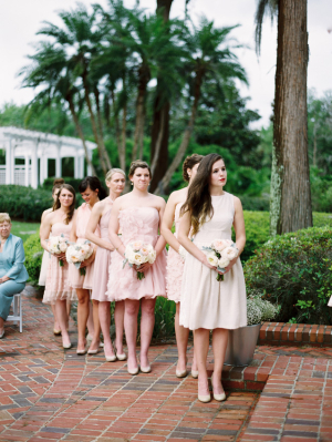 Taupe and Blush Bridesmaids Dresses