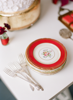 Vintage Red and Gold Plates