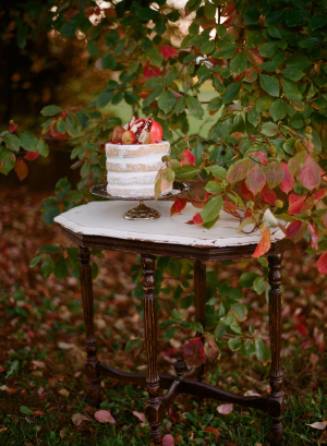 Wedding Cake Topped with Pomegranates