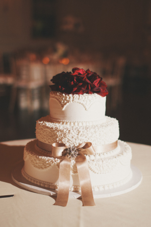 Wedding Cake with Red Flowers1