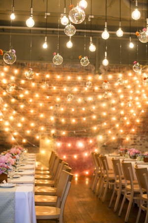 Wedding Reception with String Lights