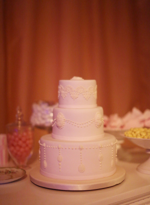 White Wedding Cake with Cameos