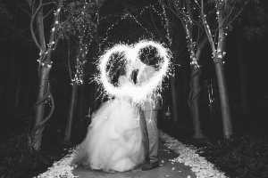 Bride and Groom Exit With Sparklers