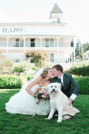 Bride and Groom With Dog
