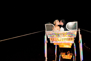 Bride and Groom on Ferris Wheel