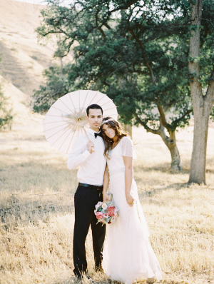Bride and Groom with Parasol