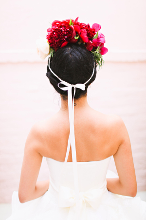 Bride in Pink Flower Crown