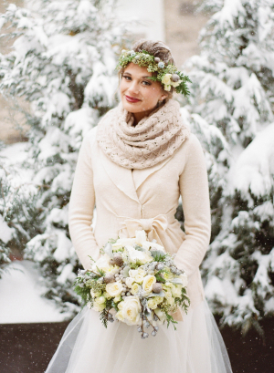 Bride in Scarf and Winter Coat