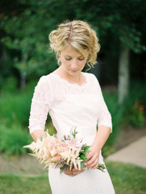 Bride with Astilbe Bouquet