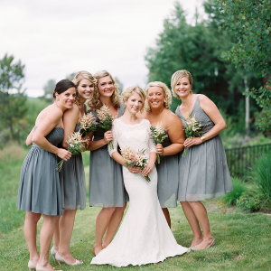 Bridesmaids in Gray Dresses