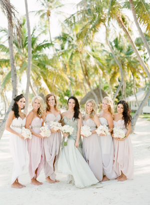 Bridesmaids in Pastel Gowns