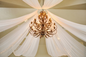 Chandelier and Tulle Ceiling