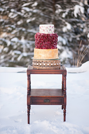 Crimson and Gold Modern Wedding Cake