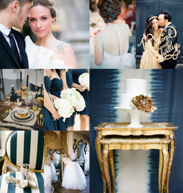 Dark Prussian Blue and Gold Wedding Colors