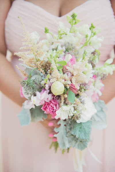 Dusty Miller and Pastel Floral Bouquet