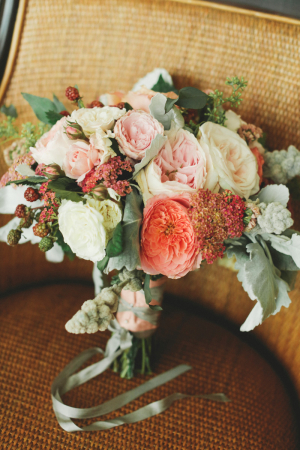 Dusty Miller and Peony Bouquet