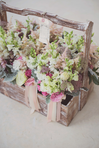 Flowers in Rustic Wood Basket