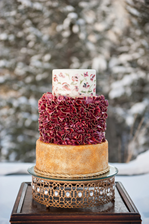 Gold and Ruby Wedding Cake