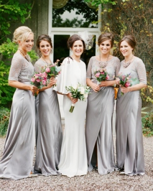 Gray Overlay Bridesmaids Gowns