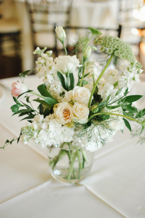 Ivory and Green Centerpieces