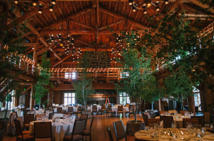 Lodge Wedding with Trees Inside