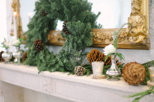 Pinecone and Greenery Mantel
