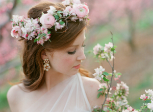 Pink Floral Bridal Hair Wreath