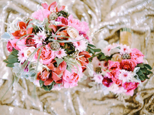 Pink and Gold Wedding Flowers