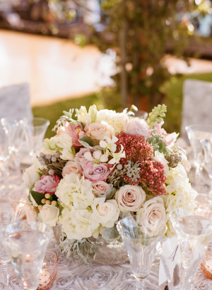 Pink and Ivory Centerpiece