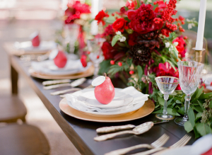 Place Setting with Red Pears
